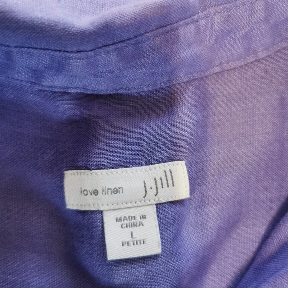 J Jill Love Linen Womens Button Up 100% Linen Blouse Violet Size Large.  7 - Picture 4 of 6